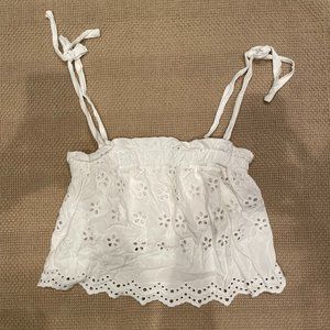 Eyelet lace white crop top